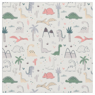 Tela Patrón de escena de Dinosaurio Divertido Pastel