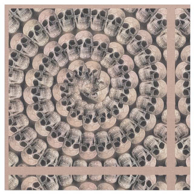 Tela Patrón de espiral abstracto de Sepia con cráneo gó (De cerca)