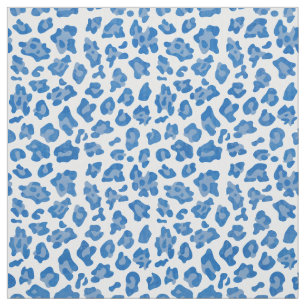 Tela Patrón de estampado de leopardo azul y blanco eleg