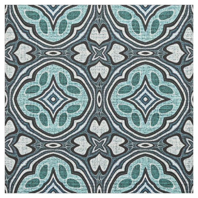 Tela Patrón de estilo Batik Aqua Turquoise Verde azulad (Retal)