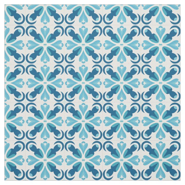 Tela Patrón de estilo de mosaico azul (Retal)