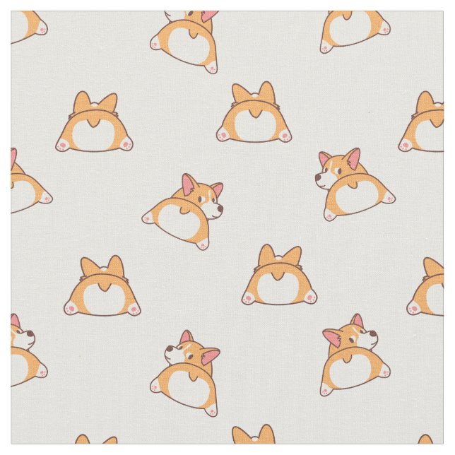 Tela Patrón de estorbos de corgi corto (De cerca)
