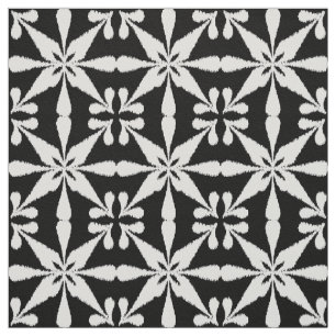 Tela Patrón de estrella de ikat: blanco y negro