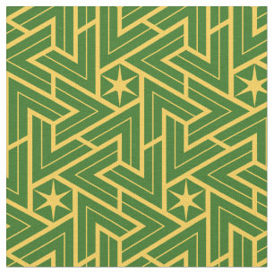 Tela Patrón de estrella triangular Art Deco - Verde y d