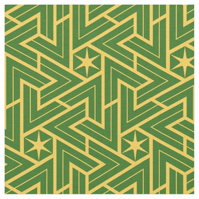 Tela Patrón de estrella triangular Art Deco - Verde y d (De cerca)