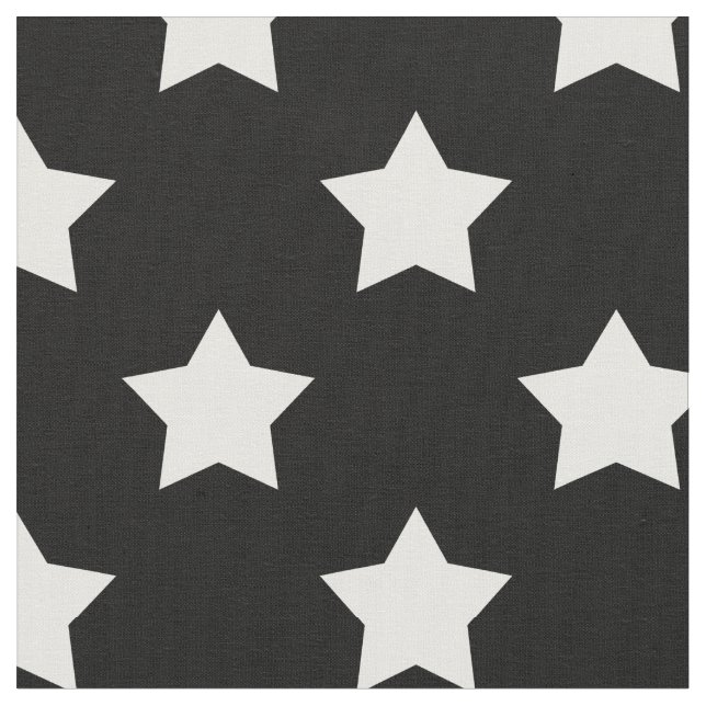 Tela Patrón de estrellas blancas negras textil decorati (De cerca)