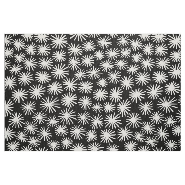 Tela Patrón de estrellas - Blanco sobre negro ("Cuarto gordo" (fat quarter))