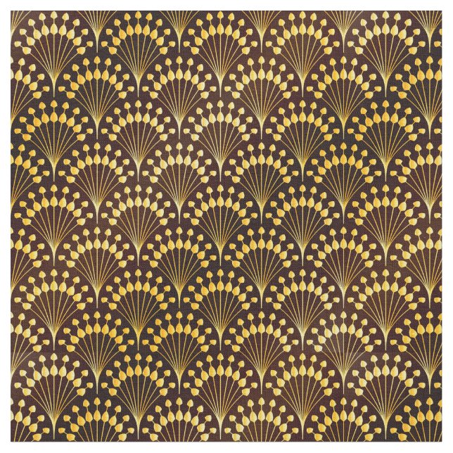 Tela Patrón de fanáticos de oro Art Deco (De cerca)
