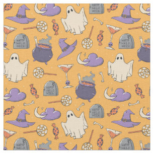 Tela Patrón de fantasmas y brujas de Halloween