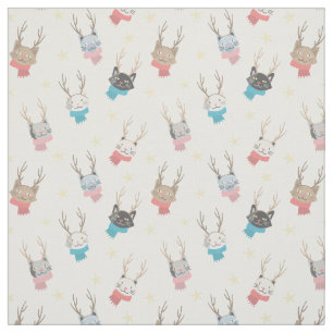 Tela 'Patrón De Ferias De Navidades Meowy En Antlers
