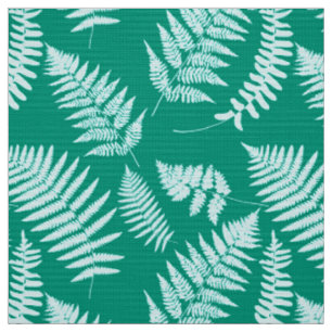 Tela Patrón de Fern de Woodland, Aqua y Turquesa