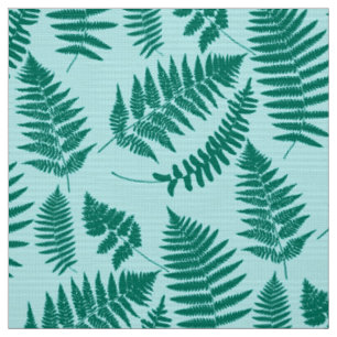 Tela Patrón de Fern de Woodland, Turquesa y Aqua