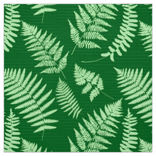 Tela Patrón de Fern de Woodland, verde claro y oscuro