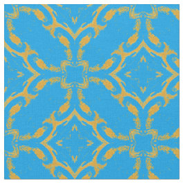 Tela Patrón de filigrí dorado y turquesa