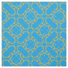 Tela Patrón de filigrí dorado y turquesa