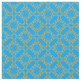 Tela Patrón de filigrí dorado y turquesa