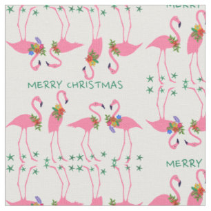 Tela Patrón de flamencos Feliz Navidad