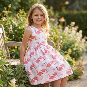 Tela Patrón de flamencos rosados tropicales con grifo e