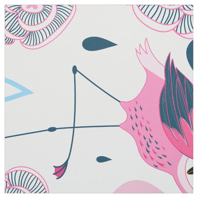 Tela Patrón De Flamencos Y Flores Rosa (Retal)