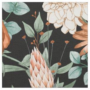 Tela Patrón de flor blanca del Naranja de color de agu