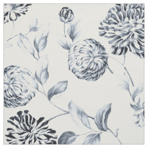 Tela Patrón de flor de Dahlia de color azul brillante p