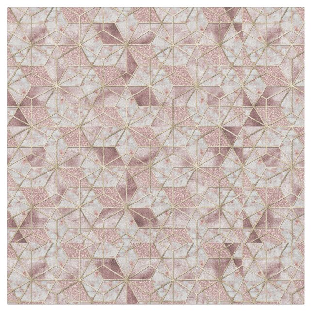 Tela Patrón de flor de estrella geométrica rosa moderno (De cerca)