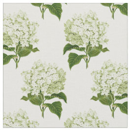 Tela Patrón de flor de hidrangea blanca y verde