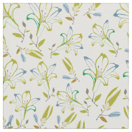 Tela Patrón de flor de Lirio Verde Retro