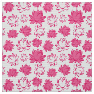 Tela Patrón de flor de Lotus rosa