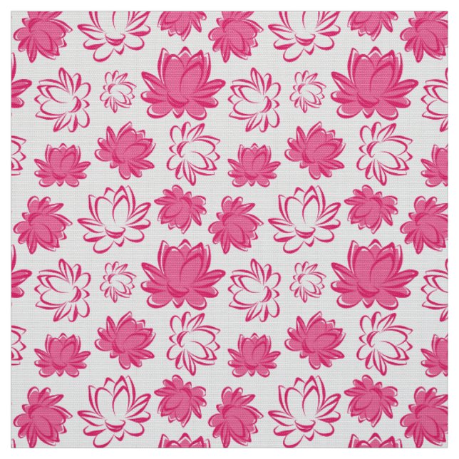 Tela Patrón de flor de Lotus rosa (Retal)