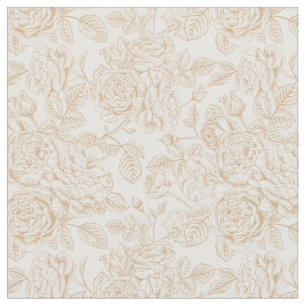 Tela Patrón de flor de Rosa ventilado Beige