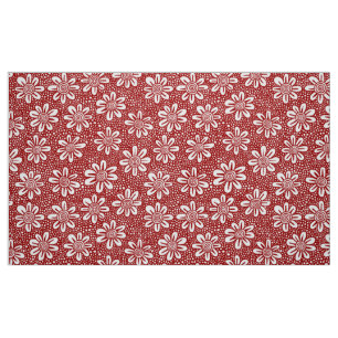 Tela Patrón de Flor Dibujada a Mano 140617 - Rojo Rubí