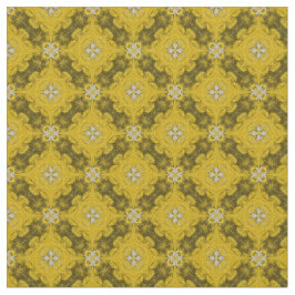 Tela Patrón de flor gris amarillo y plata