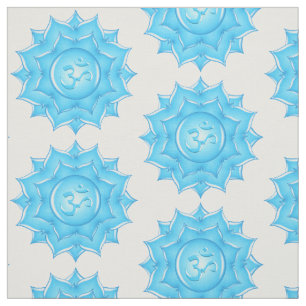 Tela Patrón de flor Lotus de vidrio azul