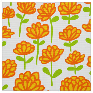 Tela Patrón de Flor Naranja 240515