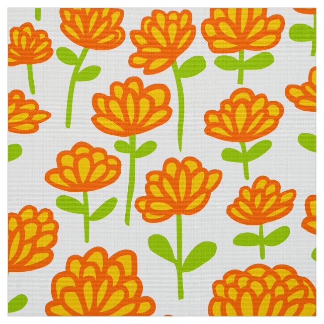 Tela Patrón de Flor Naranja 240515 (Retal)