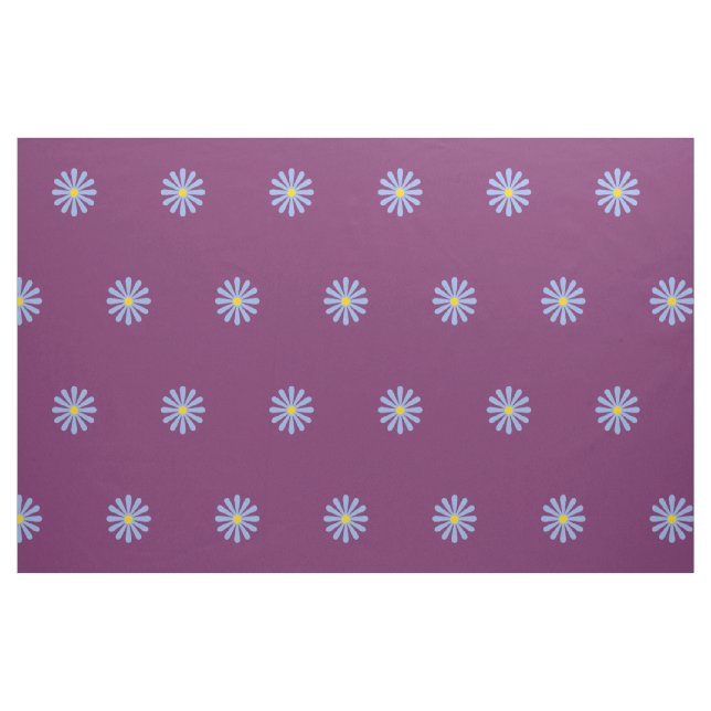 Tela Patrón de flores azules lindas sobre morado uva ("Cuarto gordo" (fat quarter))
