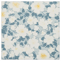 Patrón de flores de cottage denso crema azul