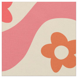 Tela Patrón de flores de Groovy cutáneo en ondas retro