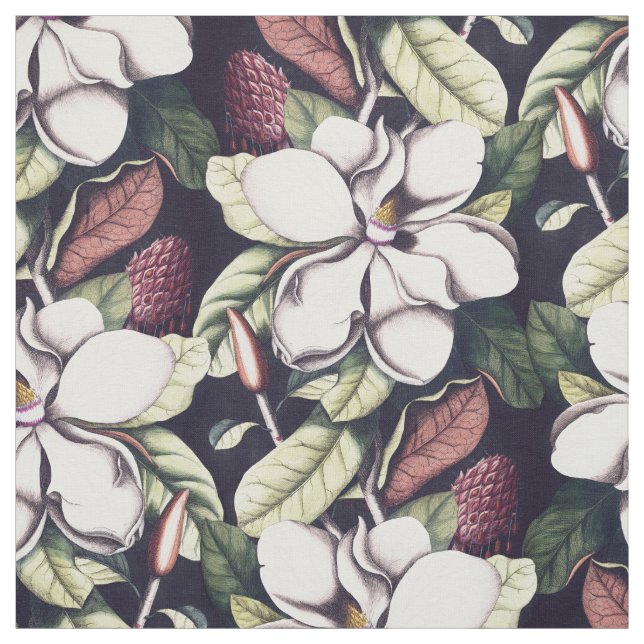 Tela Patrón de flores de magnolia (Retal)