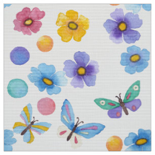 Tela Patrón de flores de mariposa de los niños de acuar