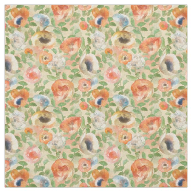 Tela Patrón de flores de primavera naranja (Retal)