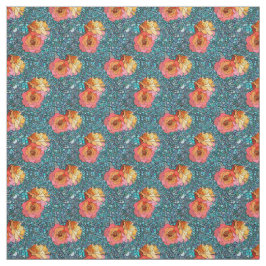 Tela Patrón de flores de rosa sobre fondo de mosaico