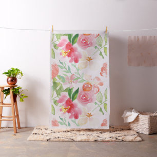 Tela Patrón de flores delicadas pintadas a mano