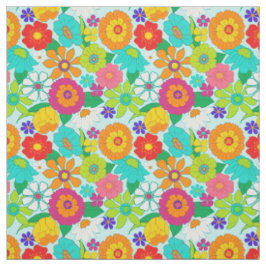 Tela Patrón de flores hippie retro Groovy negrita