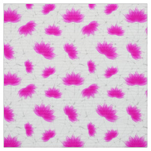 Tela Patrón de flores magenta Lotus con red gris