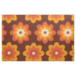 Tela Patrón de flores naranja boho hippie retro groovy 