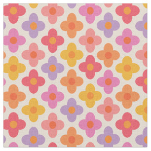 Tela Patrón de flores retro colorido Mod de los 70