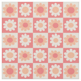 Tela Patrón de Flores Retro de Fuzz de Peach controlado