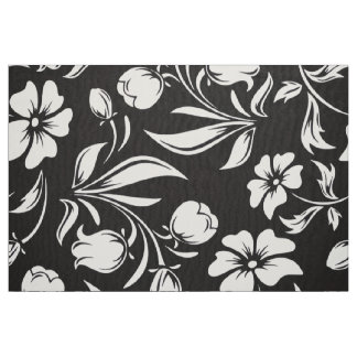 Tela Patrón de flores retro en B&W